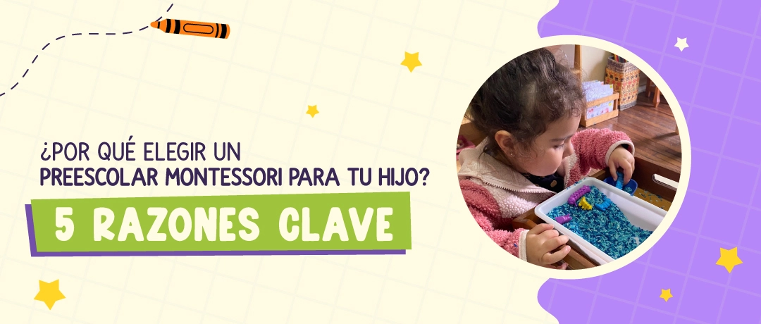 Niña en preescolar Montessori realizando actividad práctica en La Casa Espiral