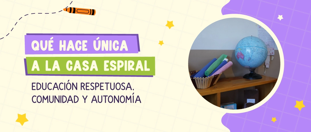 Ambiente Montessori con materiales didácticos y globo terráqueo en La Casa Espiral